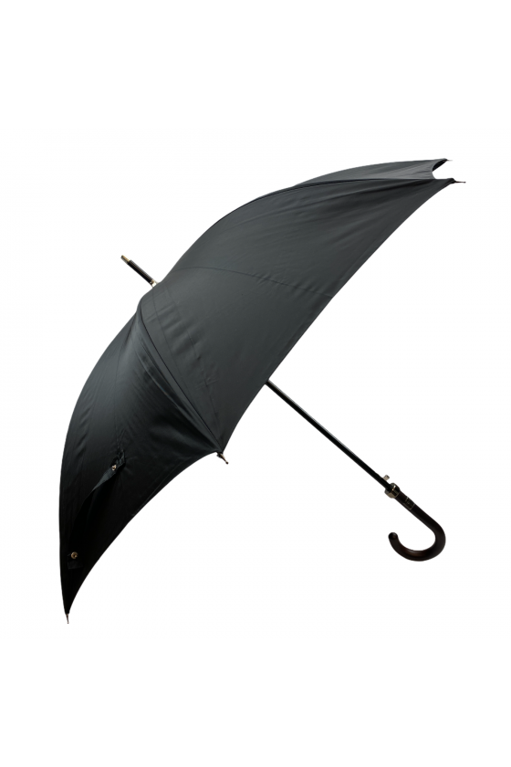 Parapluie canne noir tissu satiné épais