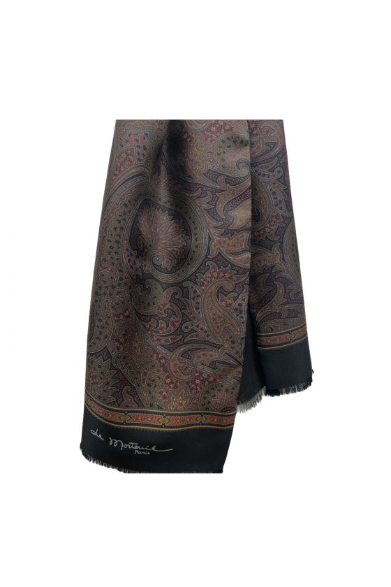 Écharpe homme laine/soie grands motifs "Cachemire"