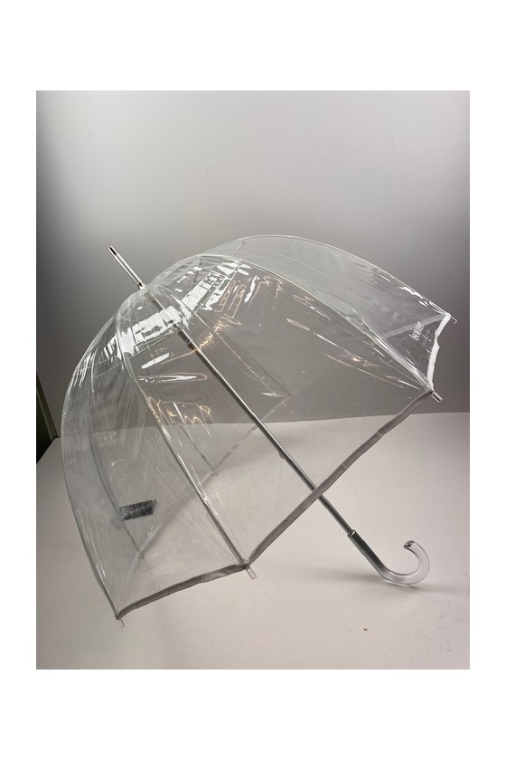 Parapluie cloche transparent, pourtour coloré noir ou blanc