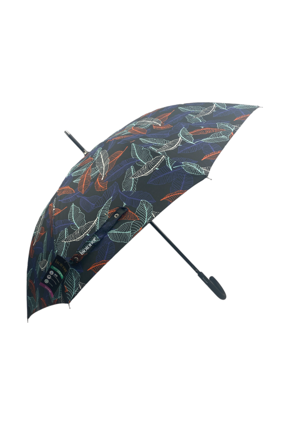 Parapluie canne automatique motif "feuille tropicale"