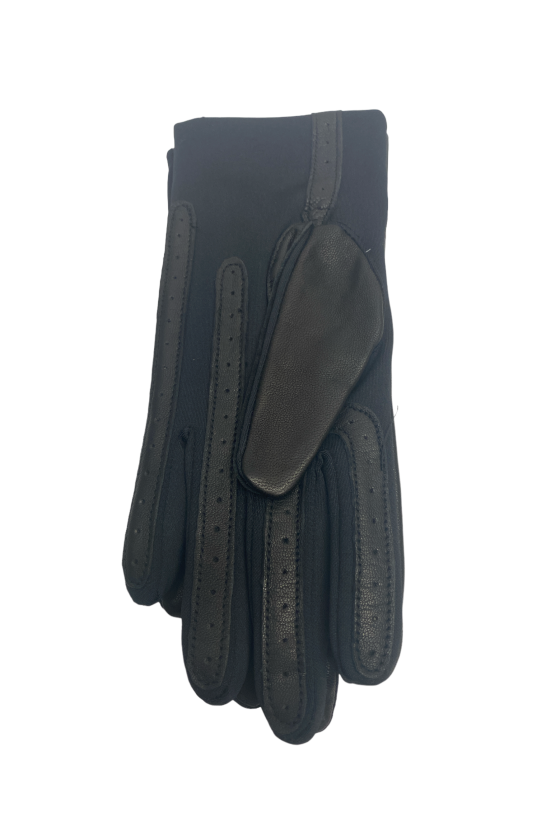 Gant noir tactile en cuir et lycra taille unique