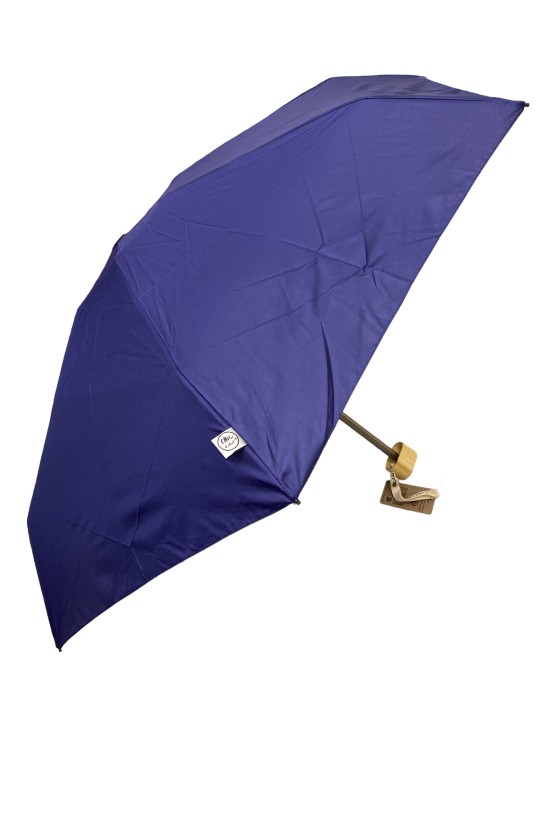 Mini-parapluie pliable manuel léger uni poignée bambou