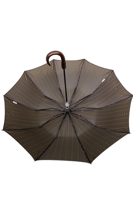 Parapluie pliable automatique tissu satiné à lignes brune