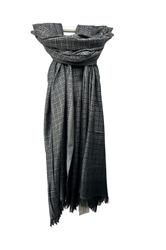 Foulard long en soie gris à motif pour homme - Mon Beau Béret