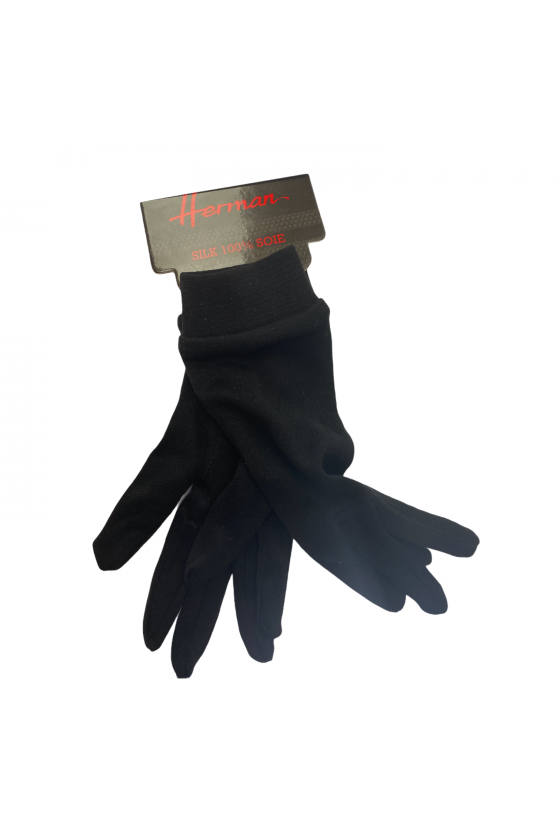 Sous-gants noirs en soie naturelle